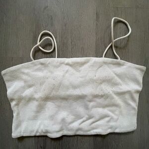 White Ribbed Women's Top